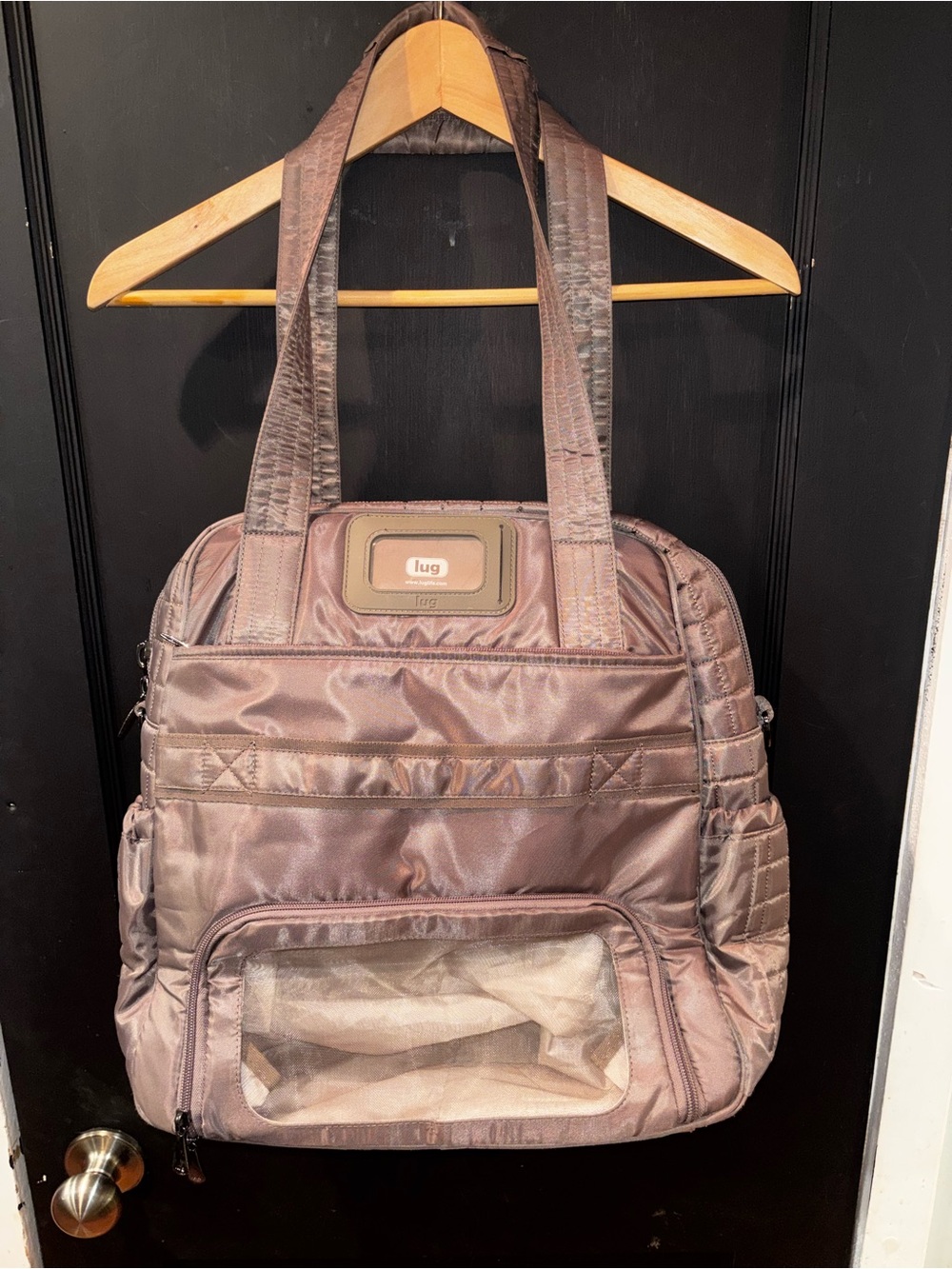 Lug Puddle Jumper Metallic Gray Quilted Convertible Tote Backpack Travel - Picture 10 of 11